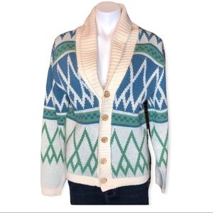 Vintage Button Up Cardigan Sweater Diamond Eclectic Grandpa Medium